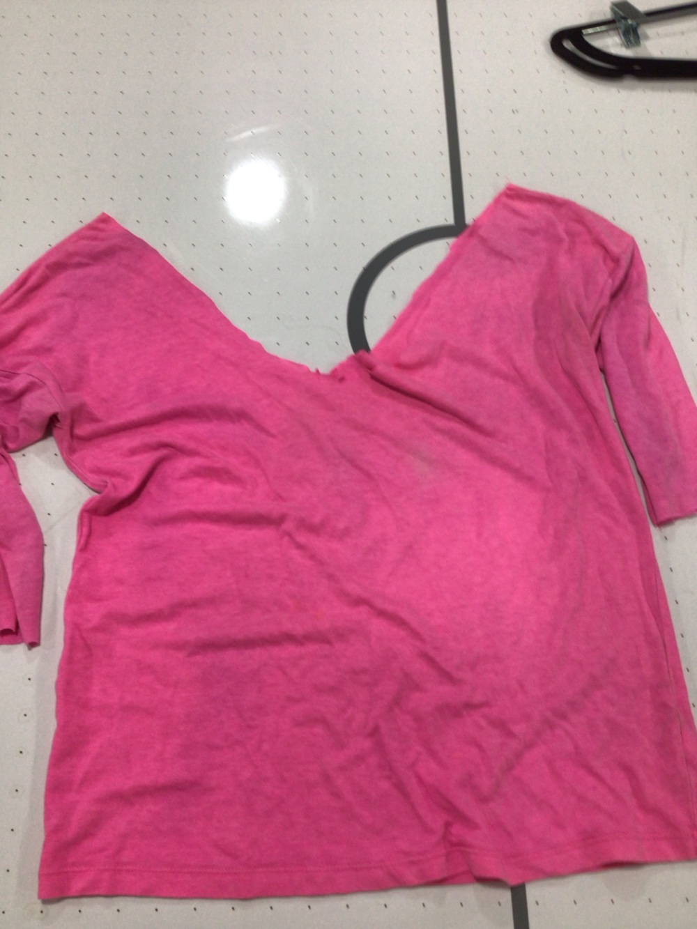 Women’s V-Neck Long Sleeve Tee in Bright Pink